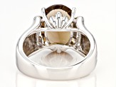 Pre-Owned Brown Smoky Quartz Rhodium Over Silver Ring 5.10ct