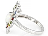 Pre-Owned Multicolor Ethiopian Opal Rhodium Over Sterling Silver Ring 1.08ctw