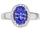 Pre-Owned Blue Tanzanite  Rhodium Over 18k White Gold Ring 2.20ctw