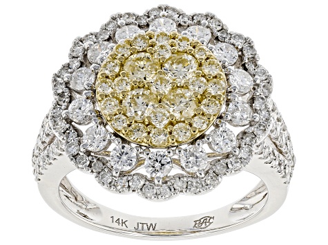 Pre-Owned Natural Yellow And White Diamond 14K Yellow And White Gold Ring 2.00ctw