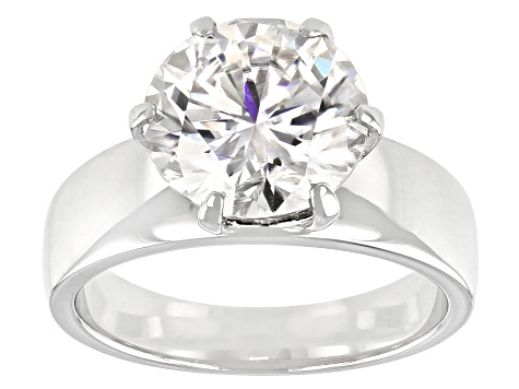 Pre-Owned Moissanite Platineve Solitaire Ring 4.20ct DEW
