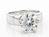 Pre-Owned Moissanite Platineve Solitaire Ring 4.20ct DEW