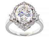 Pre-Owned Fabulite strontium titanate and white zircon rhodium over sterling silver ring 4.85ctw