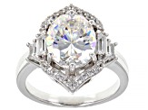 Pre-Owned strontium titanate and white zircon rhodium over sterling silver ring 4.85ctw