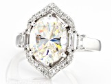 Pre-Owned strontium titanate and white zircon rhodium over sterling silver ring 4.85ctw