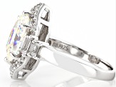 Pre-Owned strontium titanate and white zircon rhodium over sterling silver ring 4.85ctw