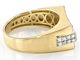 Pre-Owned White Diamond 10k Yellow Gold Mens Cluster Ring 0.90ctw