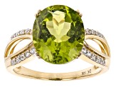 Pre-Owned Green Manchurian Peridot(TM) 14k Yellow Gold Ring 4.77ctw