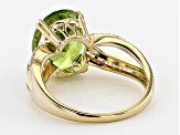 Pre-Owned Green Manchurian Peridot(TM) 14k Yellow Gold Ring 4.77ctw