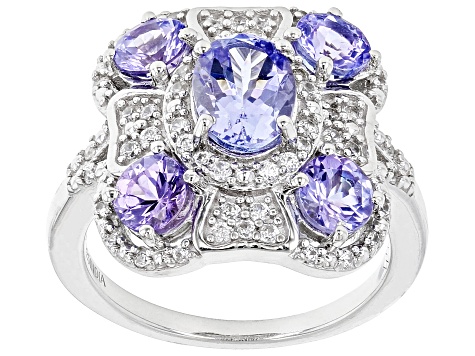 Pre-Owned Blue Tanzanite Rhodium Over Sterling Silver Ring 2.70ctw