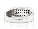 Pre-Owned Blue Diamond Rhodium Over Sterling Silver Men's Band Ring 0.43ctw