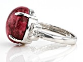 Pre-Owned Pink Thulite Rhodium Over Sterling Silver Ring