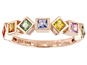 Pre-Owned Multi-Color Sapphire 10K Rose Gold Ring 0.77ctw