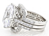 Pre-Owned White Cubic Zirconia Platinum Over Sterling Silver Ring Set 10.56ctw