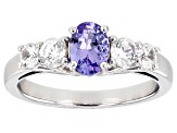 Pre-Owned Blue Tanzanite Rhodium Over Sterling Silver Ring. 1.29ctw