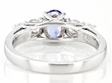 Pre-Owned Blue Tanzanite Rhodium Over Sterling Silver Ring. 1.29ctw
