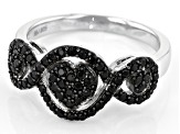 Pre-Owned Black Spinel Rhodium Over Sterling Silver Ring 0.64ctw