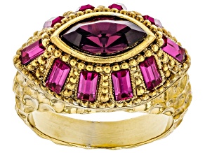 Pre-Owned Purple Crystal Gold-Tone Dome Ring