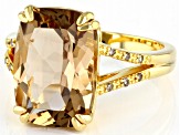 Pre-Owned Champagne Quartz 18k Yellow Gold Over Sterling Silver Ring 5.58ctw