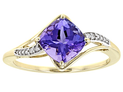 Pre-Owned Blue Tanazanite With White Diamond 10K Yellow Gold Ring  1.45ctw