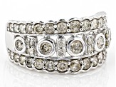 Pre-Owned White Diamond 10k White Gold Wide Band Ring 1.25ctw