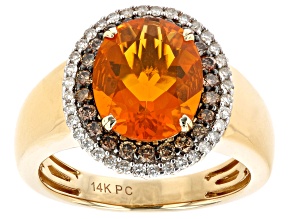 Pre-Owned Orange Fire Opal 14K Yellow Gold Ring 0.45ctw