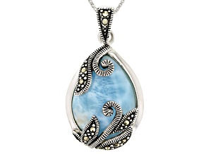 Pre-Owned Blue larimar rhodium over sterling silver pendant with chain