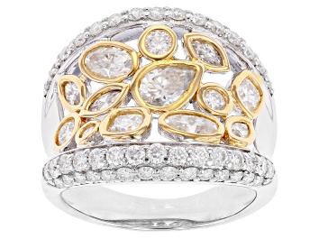 Picture of Pre-Owned Moissanite platineve two tone cocktail ring 3.33ctw DEW