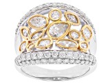 Pre-Owned Moissanite platineve two tone cocktail ring 3.33ctw DEW