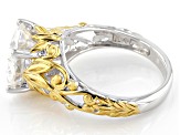 Pre-Owned Moissanite Platineve And 14k Yellow Gold Over  Silver Solitaire ring 4.75ct DEW