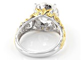 Pre-Owned Moissanite Platineve And 14k Yellow Gold Over  Silver Solitaire ring 4.75ct DEW