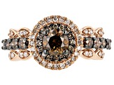 Pre-Owned Champagne And White Diamond 14K Rose Gold Center Design Ring 1.50ctw