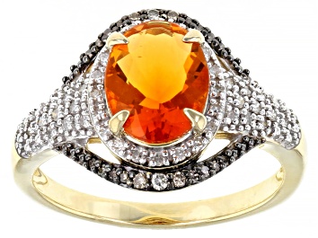 Picture of Pre-Owned Orange Mexican Fire Opal 14K Yellow Gold Ring 1.22ctw
