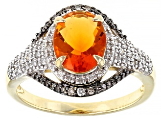 Pre-Owned Orange Mexican Fire Opal 14K Yellow Gold Ring 1.22ctw