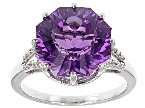 Pre-Owned Purple Amethyst Rhodium Over Sterling Silver Ferris Wheel Cut Ring 4.72ctw