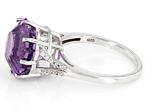 Pre-Owned Purple Amethyst Rhodium Over Sterling Silver Ferris Wheel Cut Ring 4.72ctw