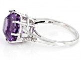 Pre-Owned Purple Amethyst Rhodium Over Sterling Silver Ferris Wheel Cut Ring 4.72ctw