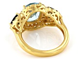 Pre-Owned Sky Blue Topaz 18k Yellow Gold Over Silver Ring 4.70ctw