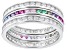 Pre-Owned Lab Ruby, Lab Blue Spinel & Cubic Zirconia Rhodium Over Sterling Silver Ring Set 3.14ctw