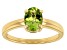 Pre-Owned Green Manchurian Peridot(TM) 18k Yellow Gold Over Sterling Silver August Birthstone Ring 1