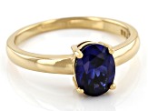 Pre-Owned Blue Lab Created Sapphire 18k Yellow Gold Over Sterling Silver September Birthstone Ring 1