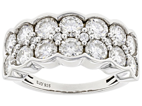 Pre-Owned Moissanite Platineve Multi Row Ring 3.34ctw DEW