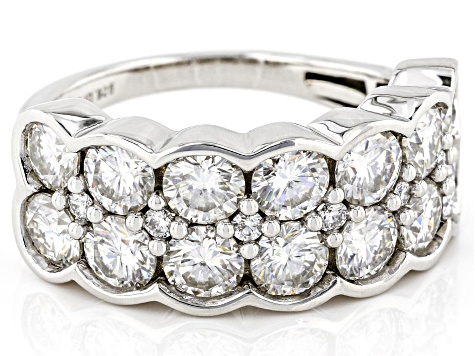 Pre-Owned Moissanite Platineve Multi Row Ring 3.34ctw DEW