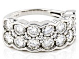 Pre-Owned Moissanite Platineve Multi Row Ring 3.34ctw DEW