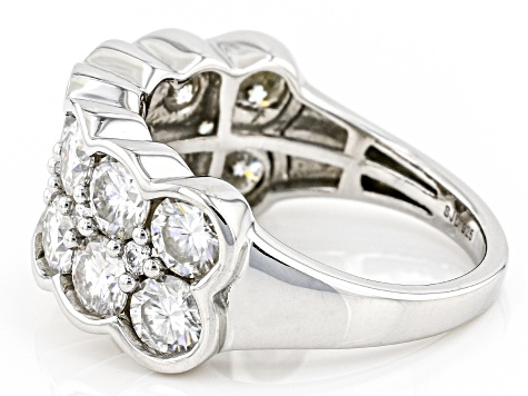 Pre-Owned Moissanite Platineve Multi Row Ring 3.34ctw DEW