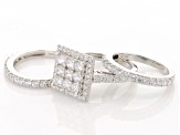 Pre-Owned White Cubic Zirconia Platinum Over Sterling Silver 3 Ring Set 4.00ctw