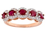 Pre-Owned Red Mahaleo® Ruby 18k Rose Gold Over Sterling Silver Band Ring 1.44ctw