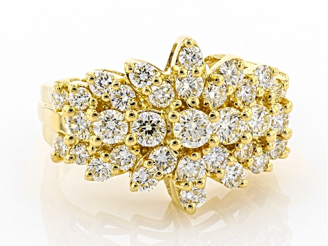 Pre-Owned Light Yellow Diamond 10k Yellow Gold Multi-Row Cluster Ring 1.90ctw