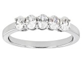 Pre-Owned White Zircon Rhodium Over Sterling Silver Band Ring 1.00ctw