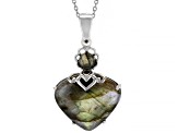 Pre-Owned Blue Labradorite Rhodium Over Sterling Silver Pendant With Chain